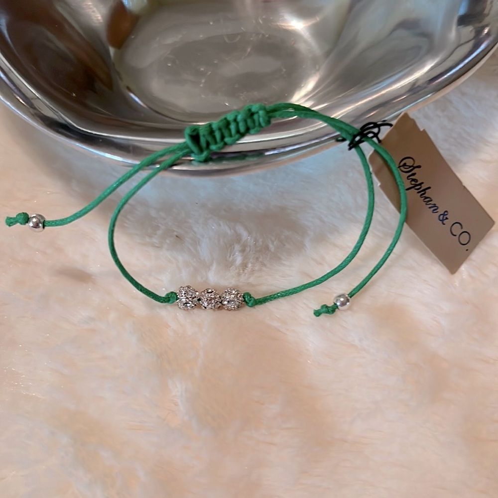 Stephan & Co. Adjustable Cord Bracelet with Three Rhinestone Beads